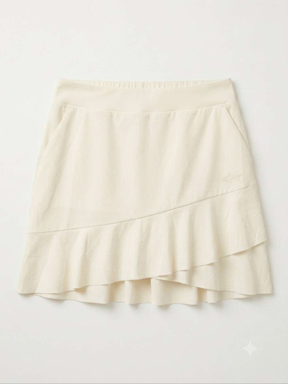Greg Norman Crossover Flounce Pull-On Golf Skort Mini Skirt Cream UPF S